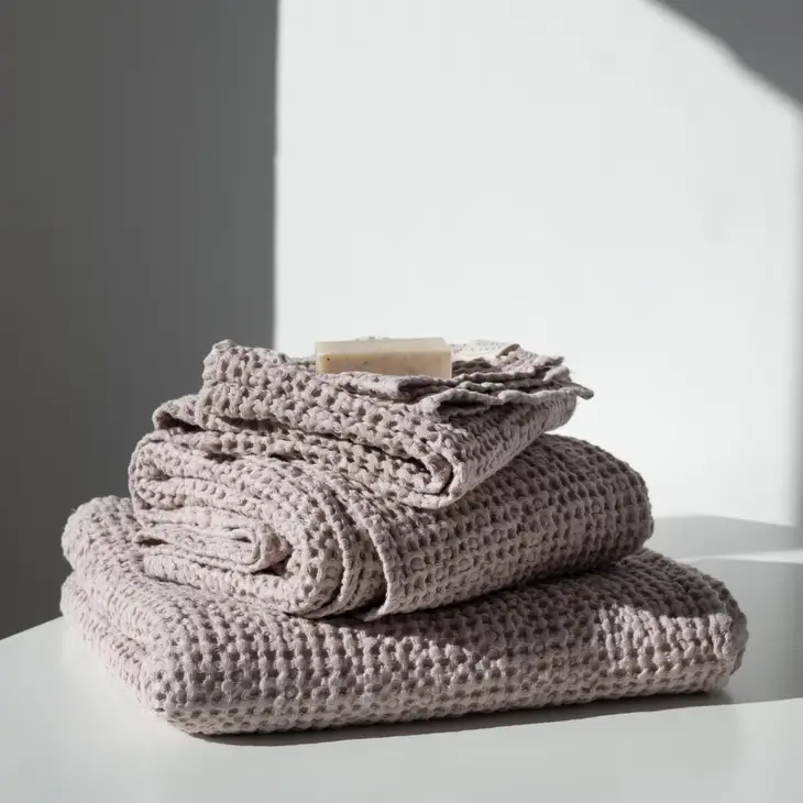 Linen Tales - White Linen & Cotton Honeycomb Waffle Towels